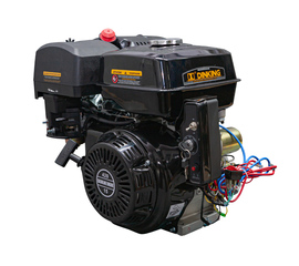 Двигатель Dinking DK190FE-S (15лс, праймер, электростартер, объем 420сс, катушка освещения 12V 100W, 25мм вал тип S, датчик масла, выхлопной патрубок)